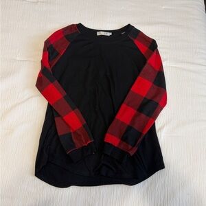 Black and Red Plaid Long Sleeve Shirt